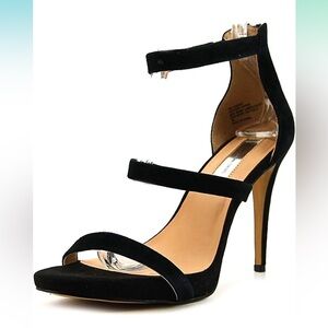 INC International Concepts SADIEE Strappy Dress Sandals Black Suede